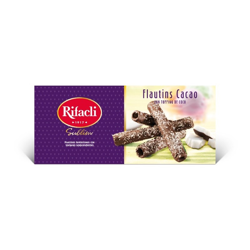 Flautines de cacao con topping de coco - Rifacli