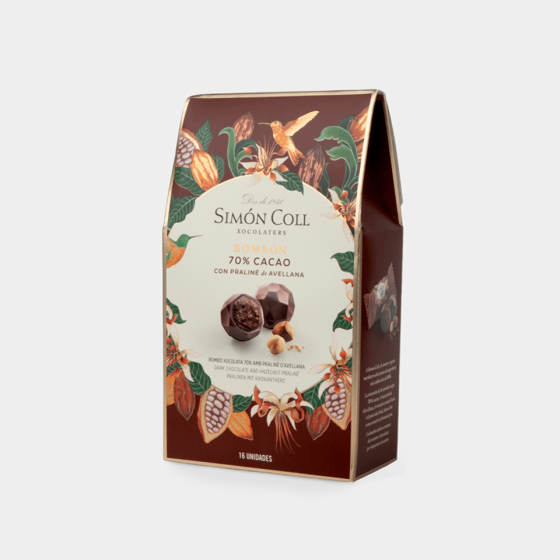 Bombons al 70% de cacau amb praliné d'avellana - Simón Coll